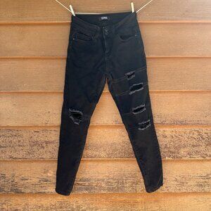 Telepatia Black Distressed High-Waist Jeggings Size 7/28  Womens Stretch Denim P